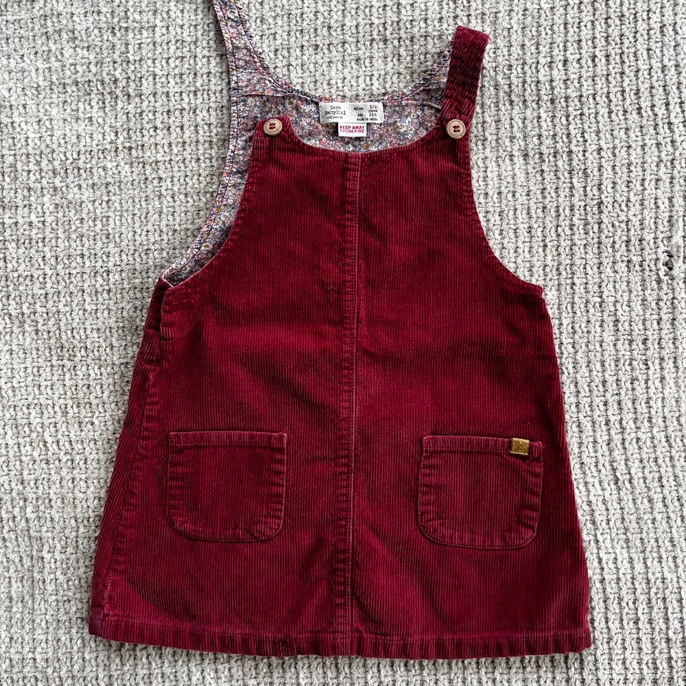 Zara Baby Corduroy Red Dress (3/4 years)